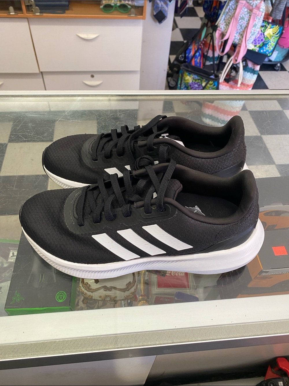 adidas Black and White Running Shoes with Classic Three Stripes